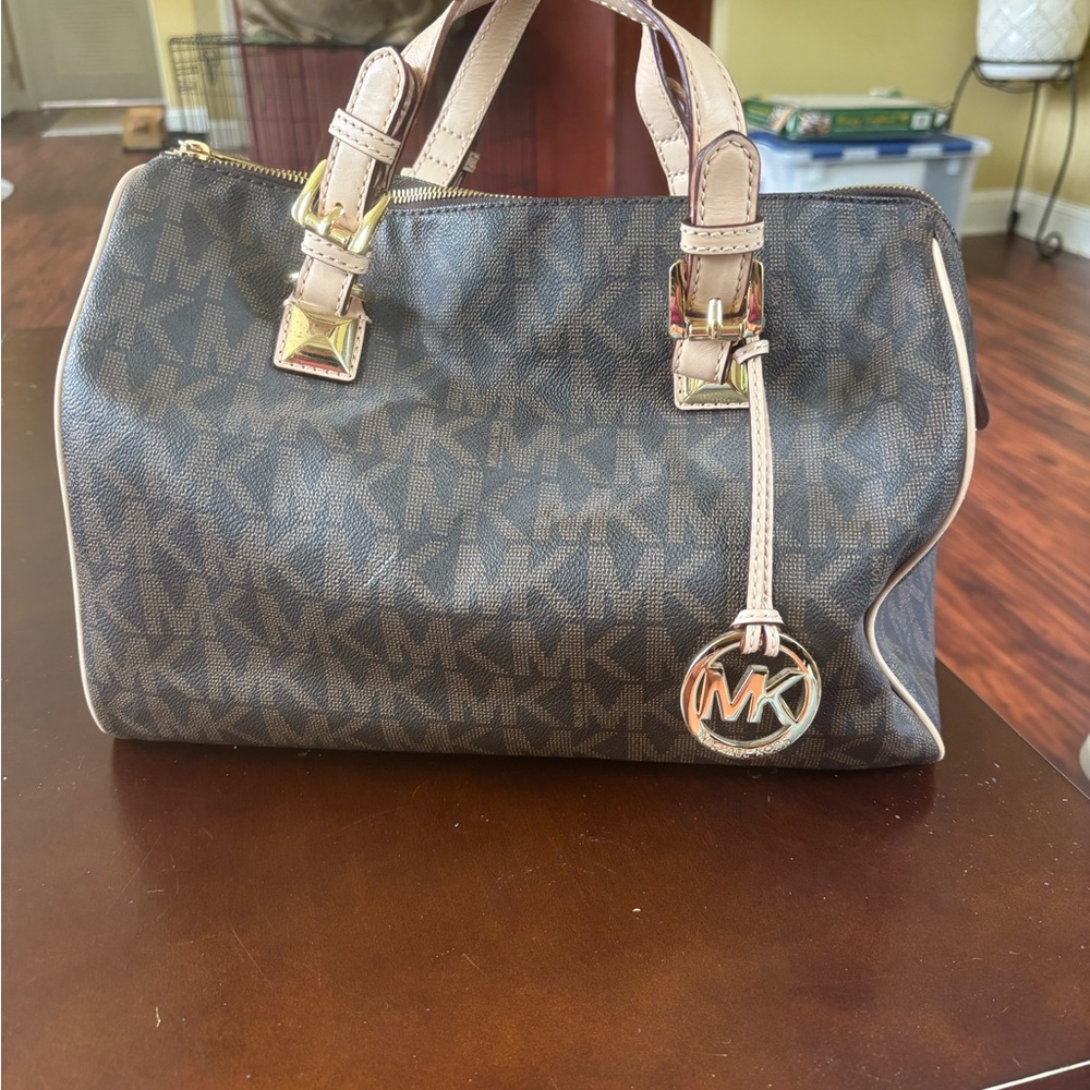 Michael Kors Brown Satchel with Signature Charm